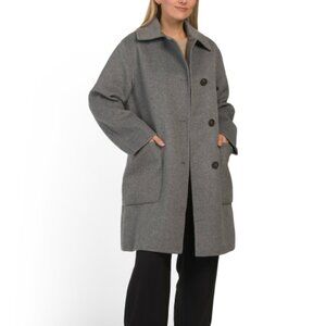 VINCE Wool Blend Patch Pocket Car Coat